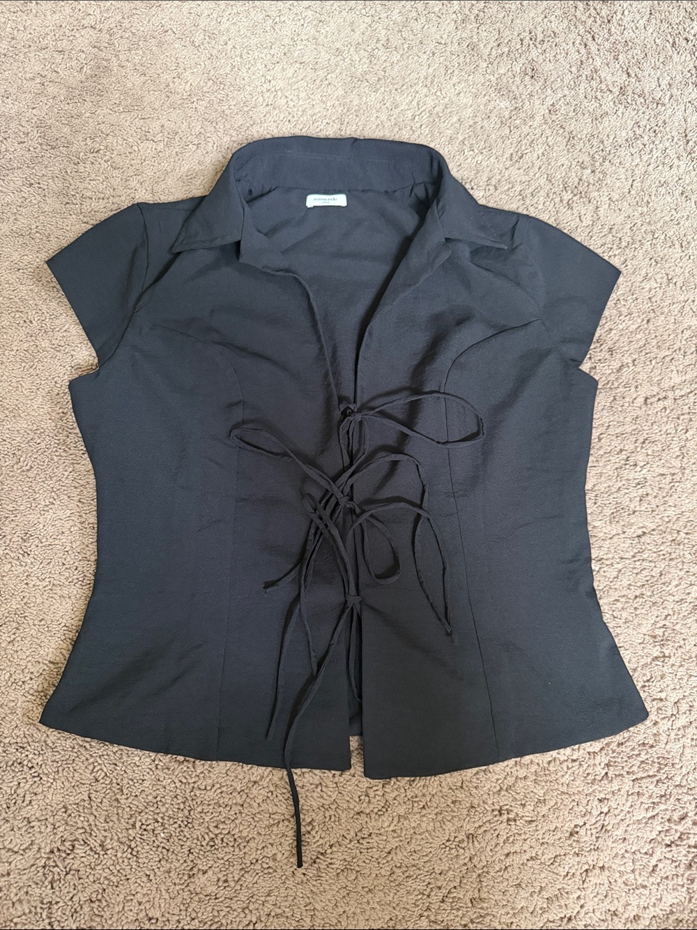 House of CB (Mistress Rocks) Black Lace-Up Short Sleeve Women’s Top